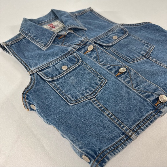 Vintage Levi's Denim Vest Women’s Medium Circa 1996 100% Cotton Side Buttons EUC - Picture 3 of 8